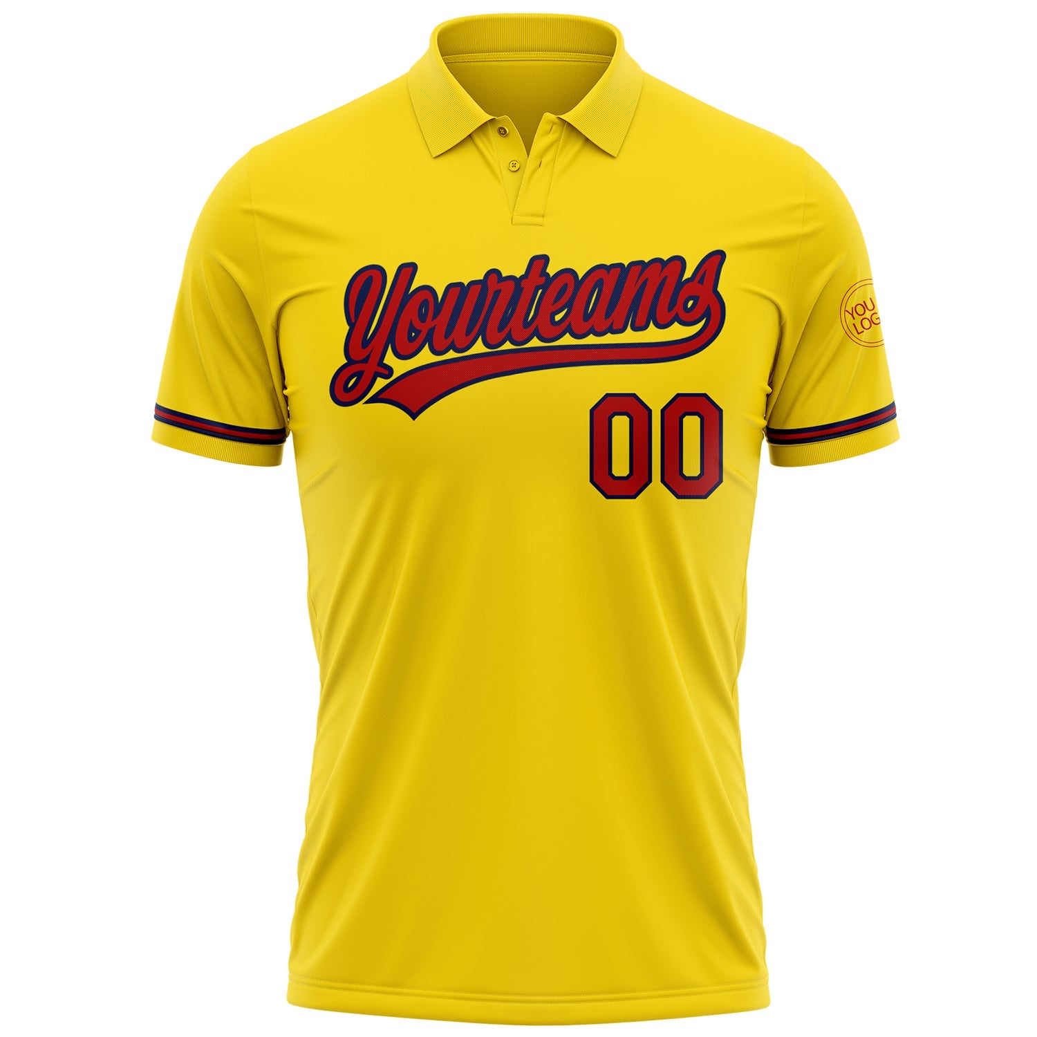 Custom Yellow Red-Navy Performance Vapor Golf Polo Shirt view 2