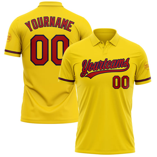Custom Yellow Red-Navy Performance Vapor Golf Polo Shirt - Main View