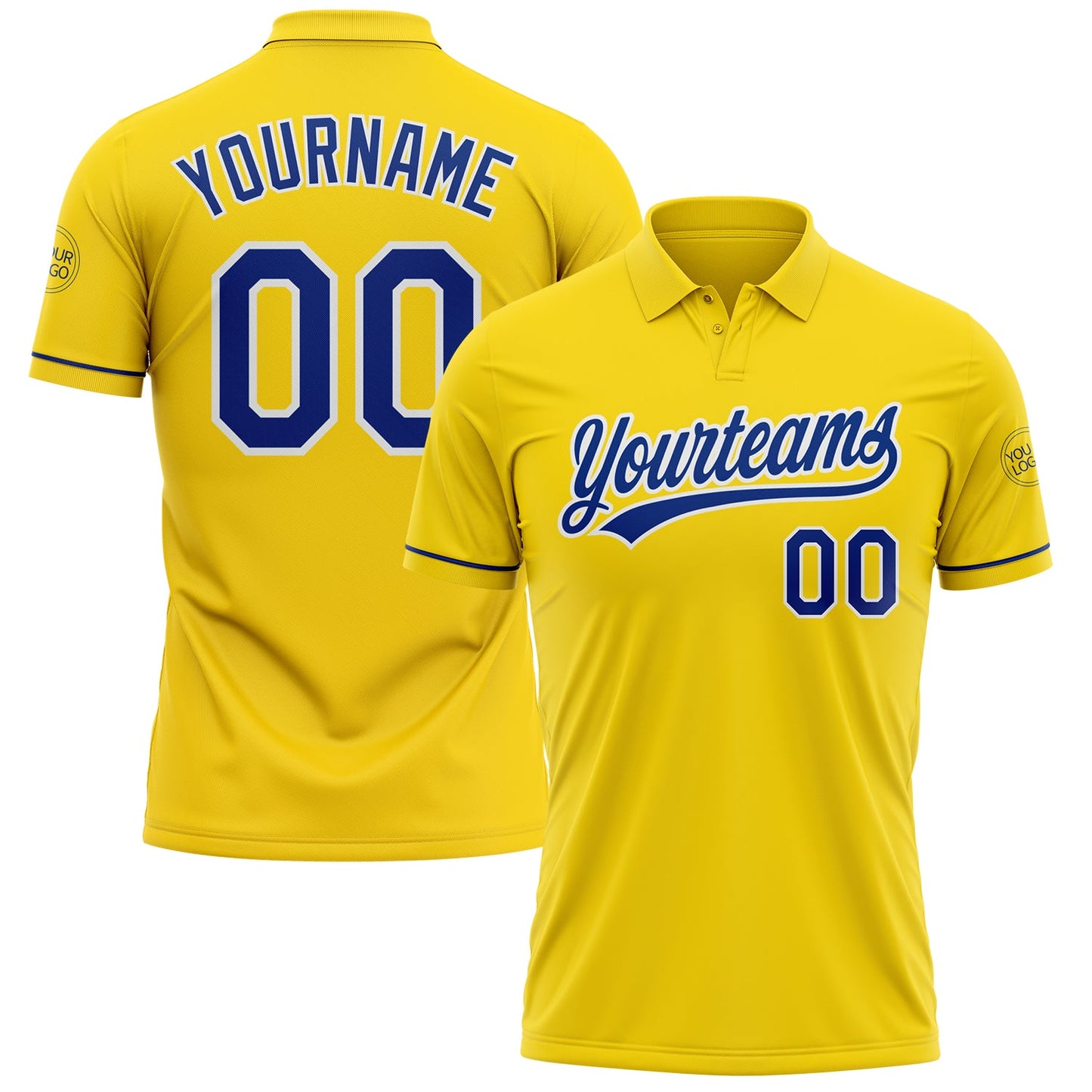 Custom Yellow Royal-White Performance Vapor Golf Polo Shirt - Main View