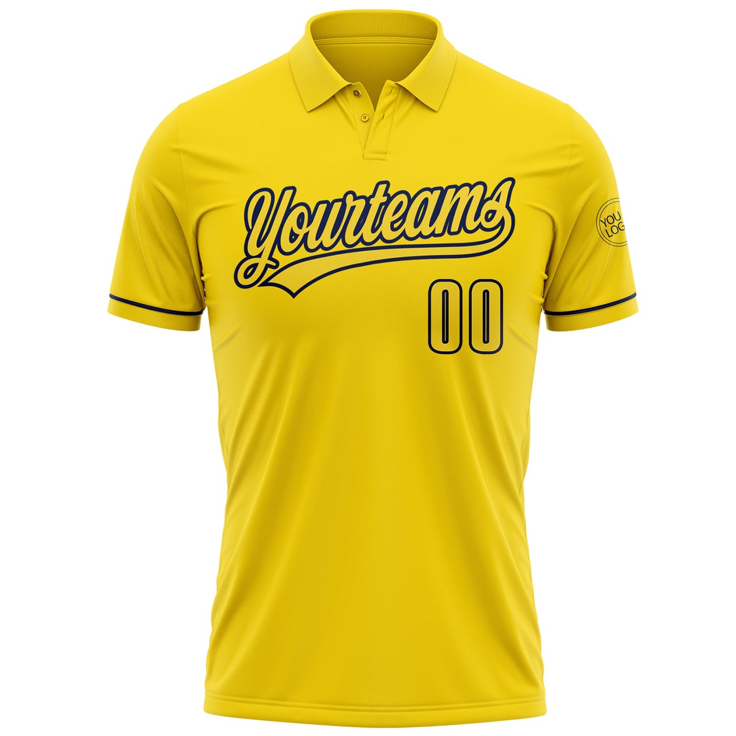 Custom Yellow Navy Performance Vapor Golf Polo Shirt view 2