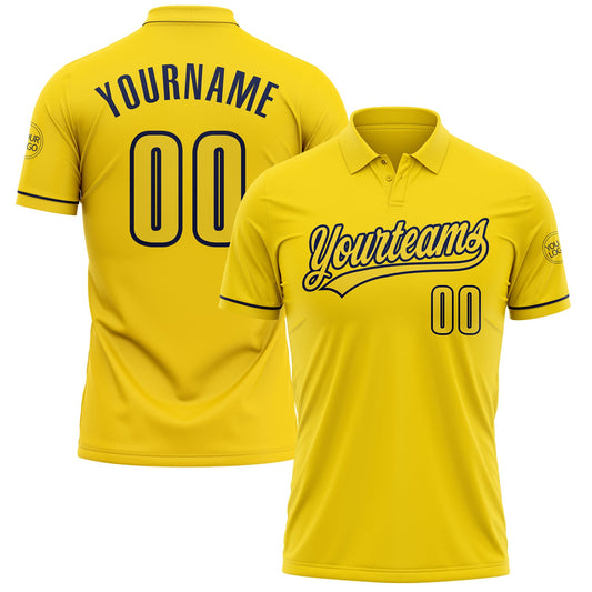 Custom Yellow Navy Performance Vapor Golf Polo Shirt - Main View