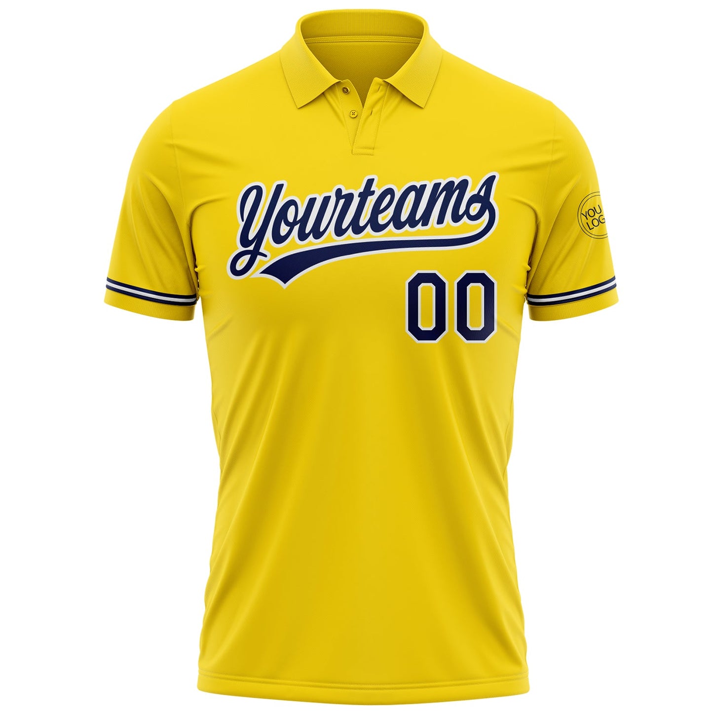 Custom Yellow Navy-White Performance Vapor Golf Polo Shirt view 2