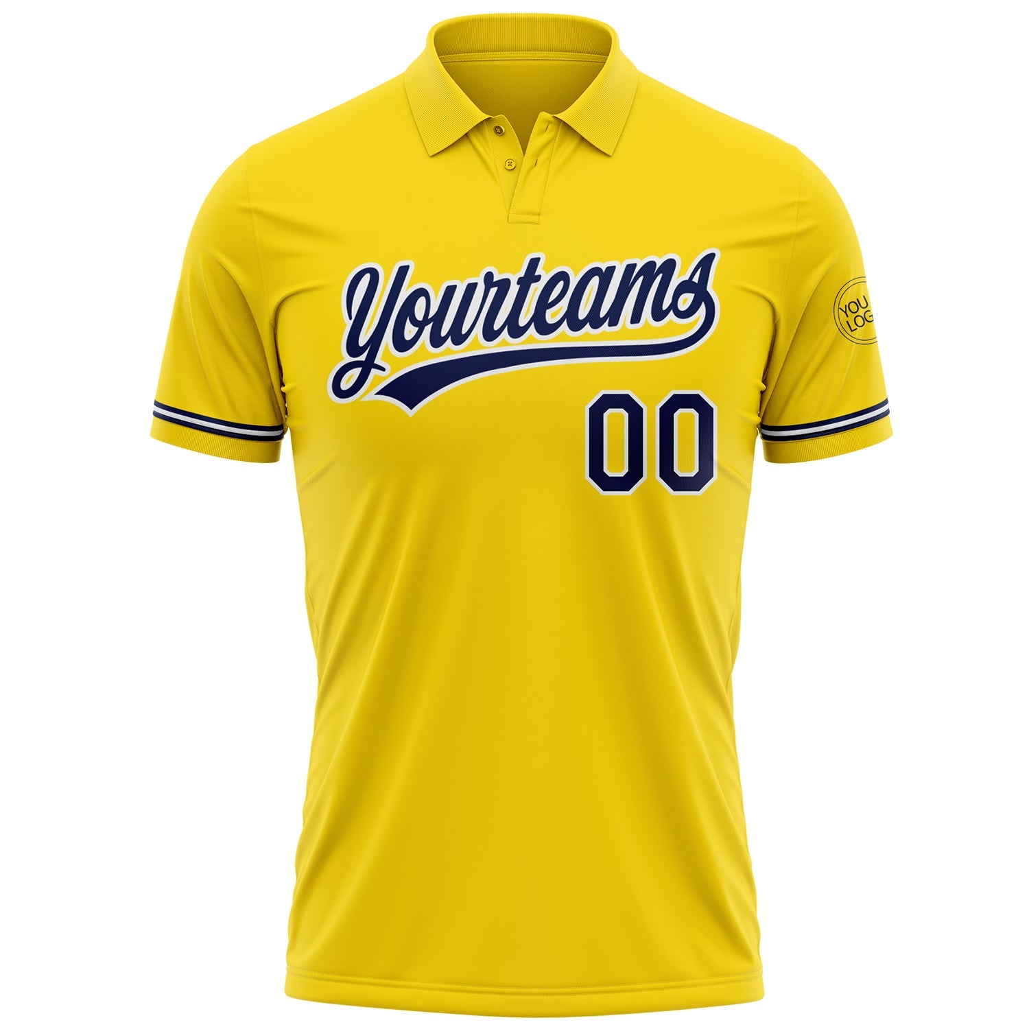 Custom Yellow Navy-White Performance Vapor Golf Polo Shirt view 2