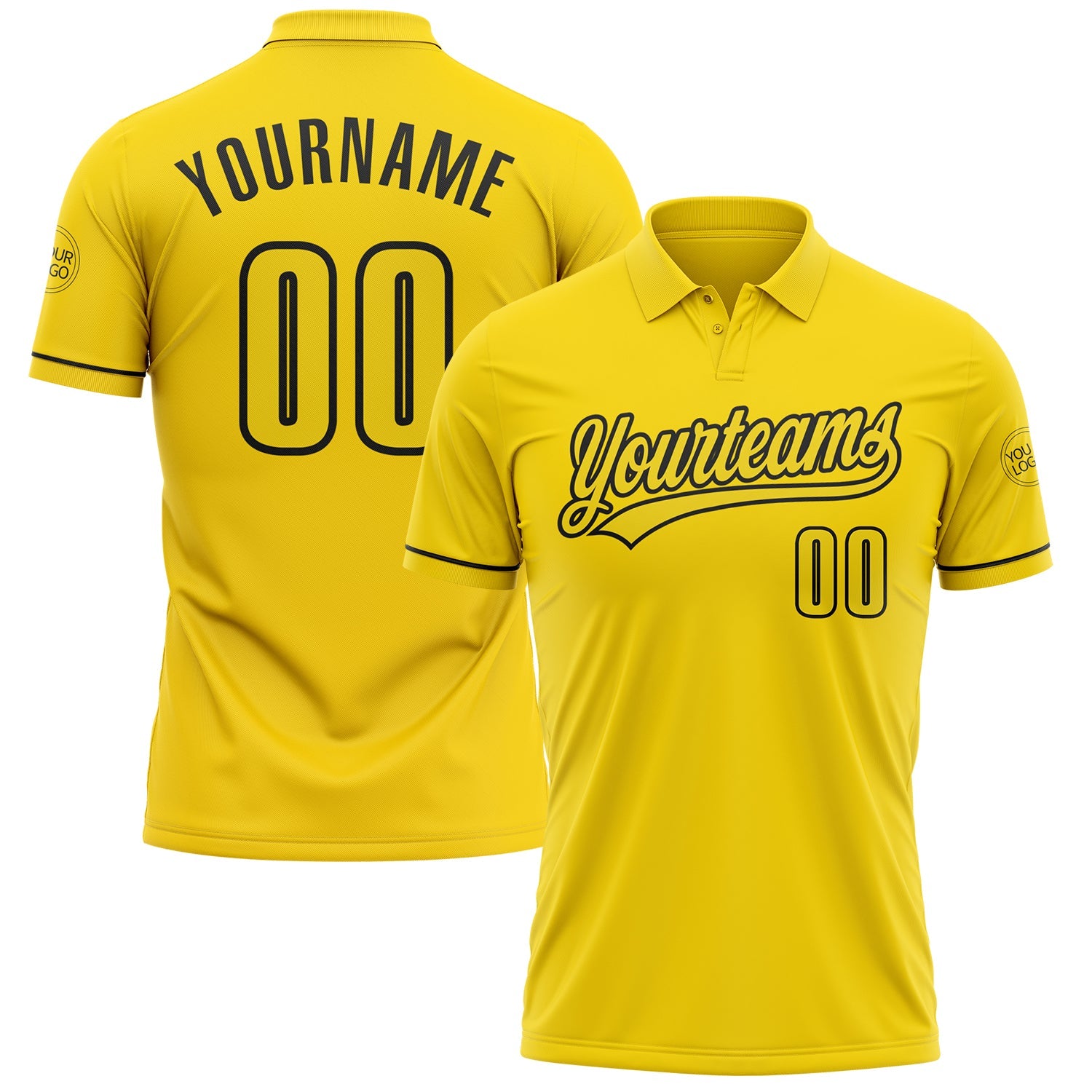 Custom Yellow Black Performance Vapor Golf Polo Shirt - Main View