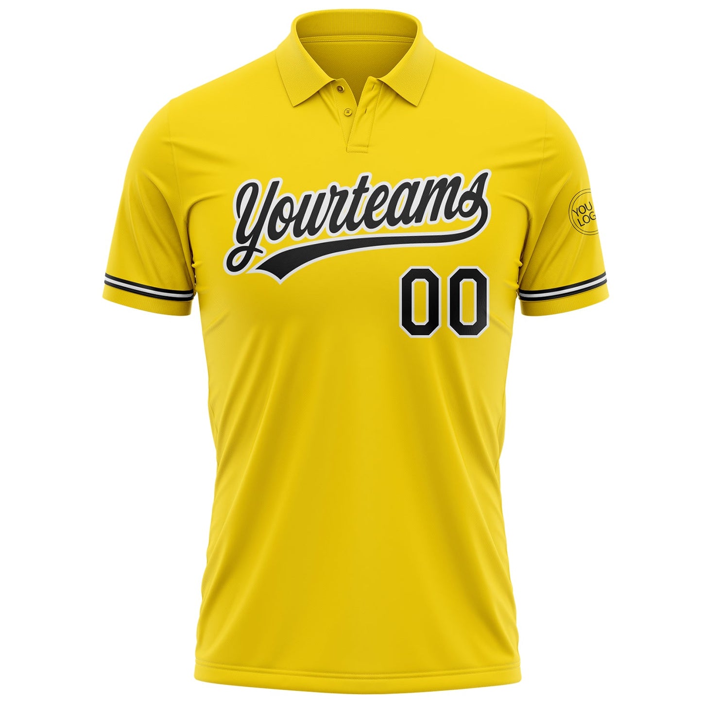 Custom Yellow Black-White Performance Vapor Golf Polo Shirt view 2