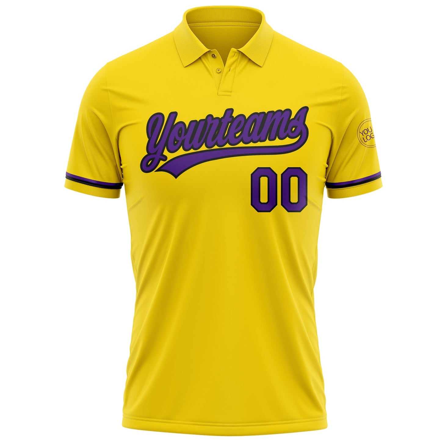 Custom Yellow Purple-Black Performance Vapor Golf Polo Shirt view 2