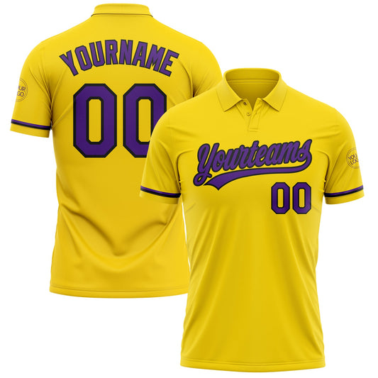 Custom Yellow Purple-Black Performance Vapor Golf Polo Shirt - Main View