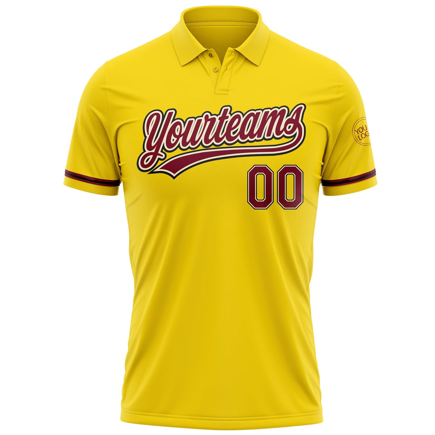 Custom Yellow Crimson Cream-Black Performance Vapor Golf Polo Shirt view 2