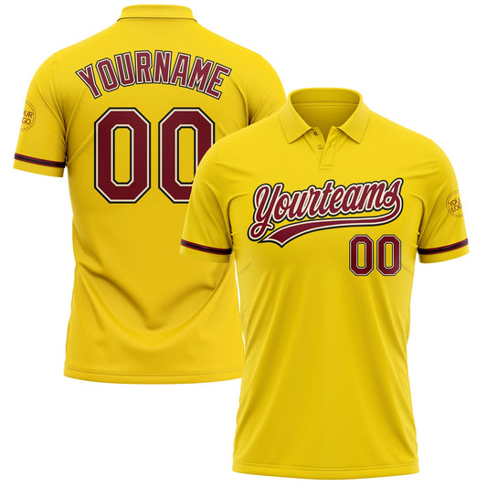 Custom Yellow Crimson Cream-Black Performance Vapor Golf Polo Shirt - Main View