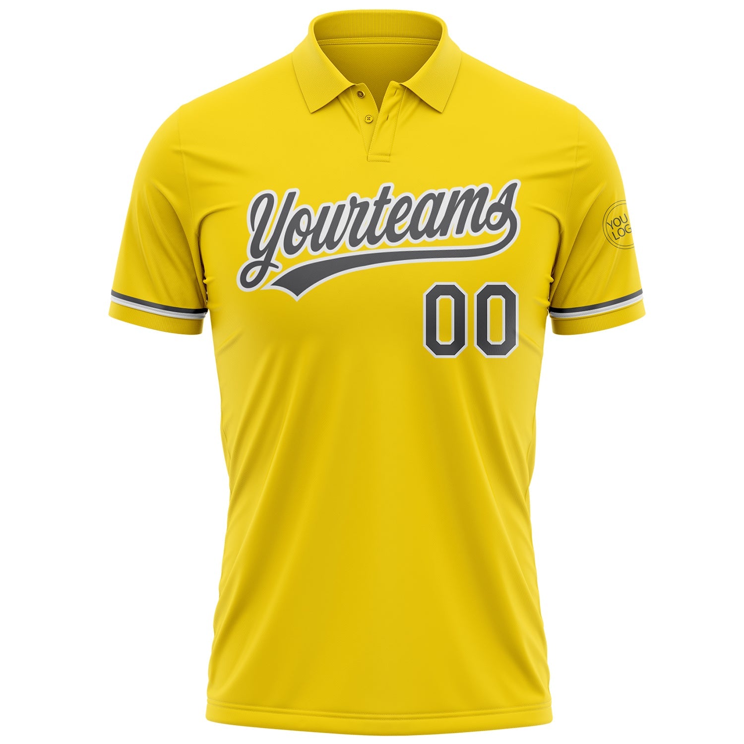 Custom Yellow Steel Gray-White Performance Vapor Golf Polo Shirt view 2