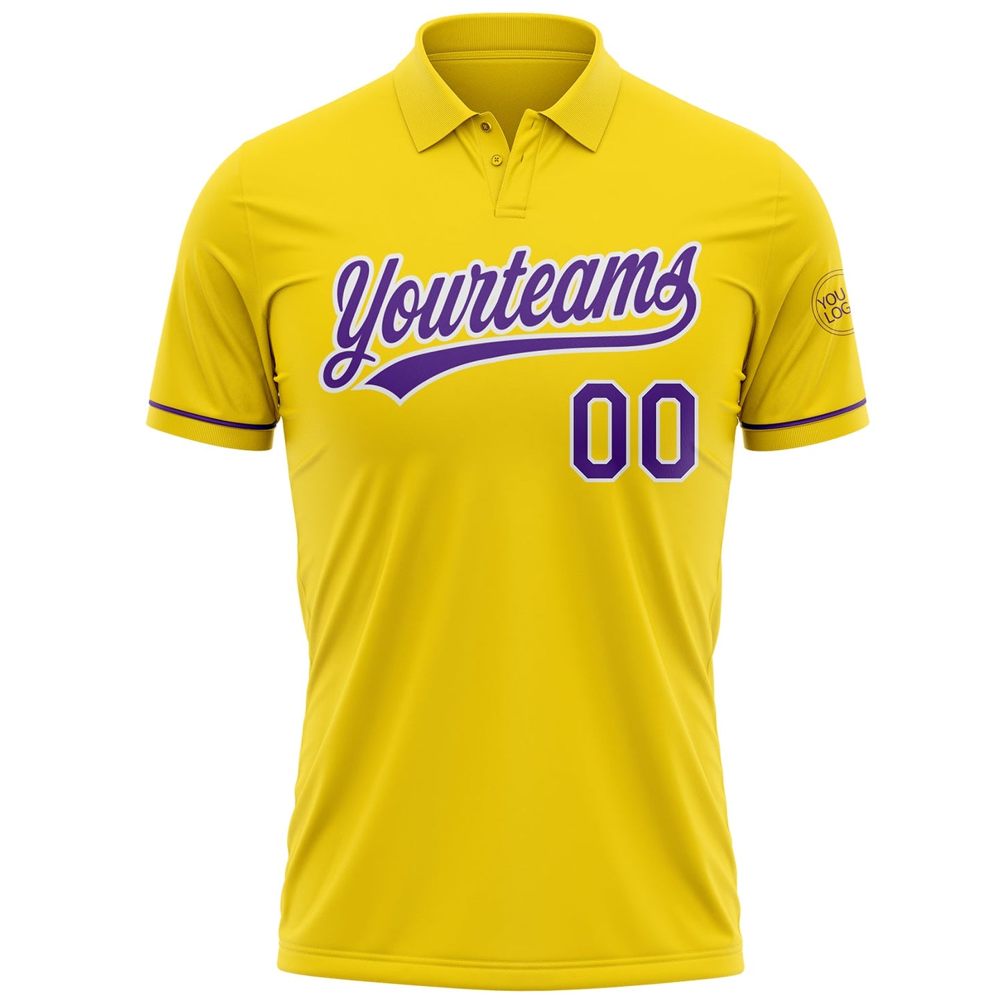 Custom Yellow Purple-White Performance Vapor Golf Polo Shirt view 2