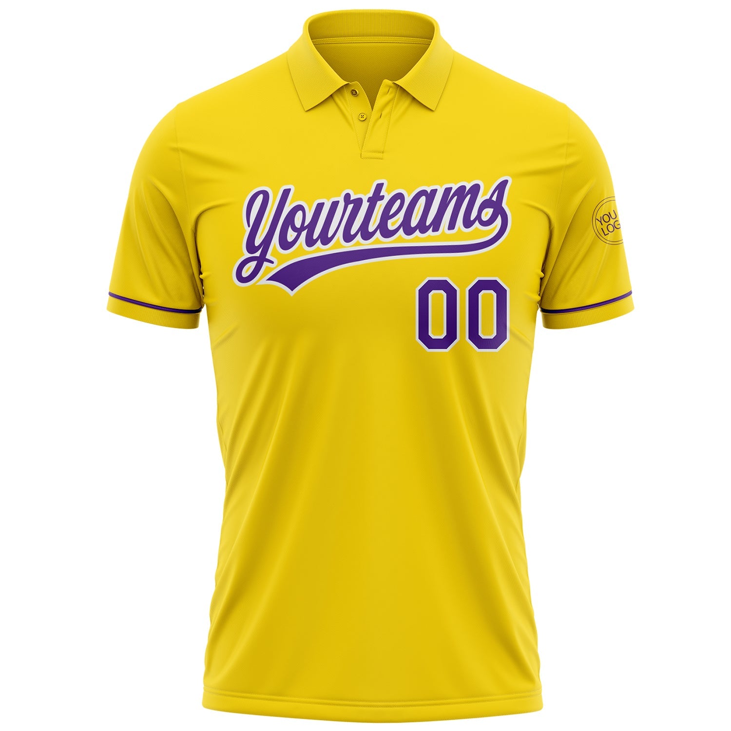 Custom Yellow Purple-White Performance Vapor Golf Polo Shirt view 2