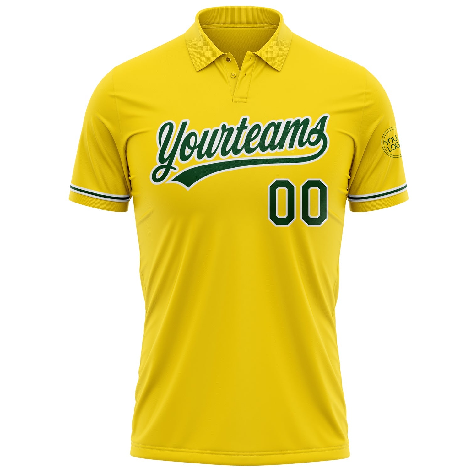 Custom Yellow Green-White Performance Vapor Golf Polo Shirt view 2
