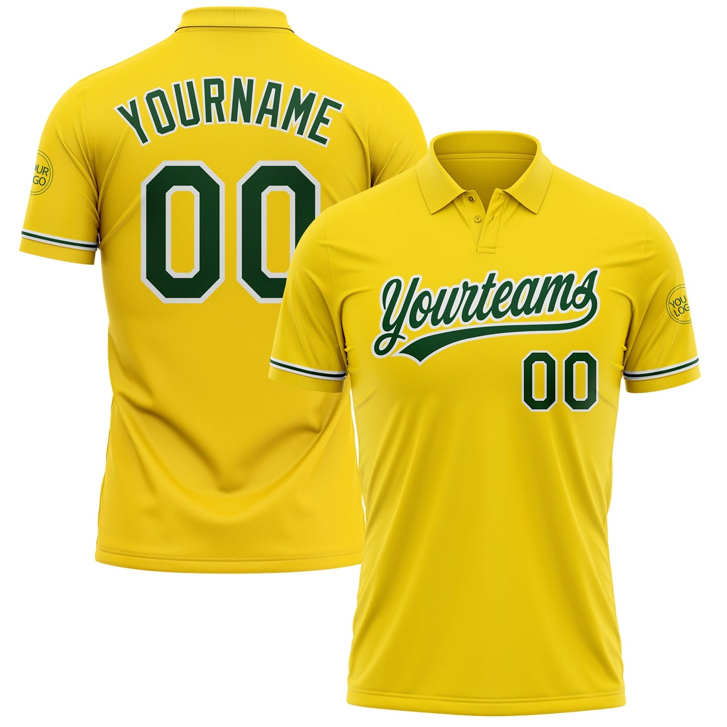 Custom Yellow Green-White Performance Vapor Golf Polo Shirt - Main View