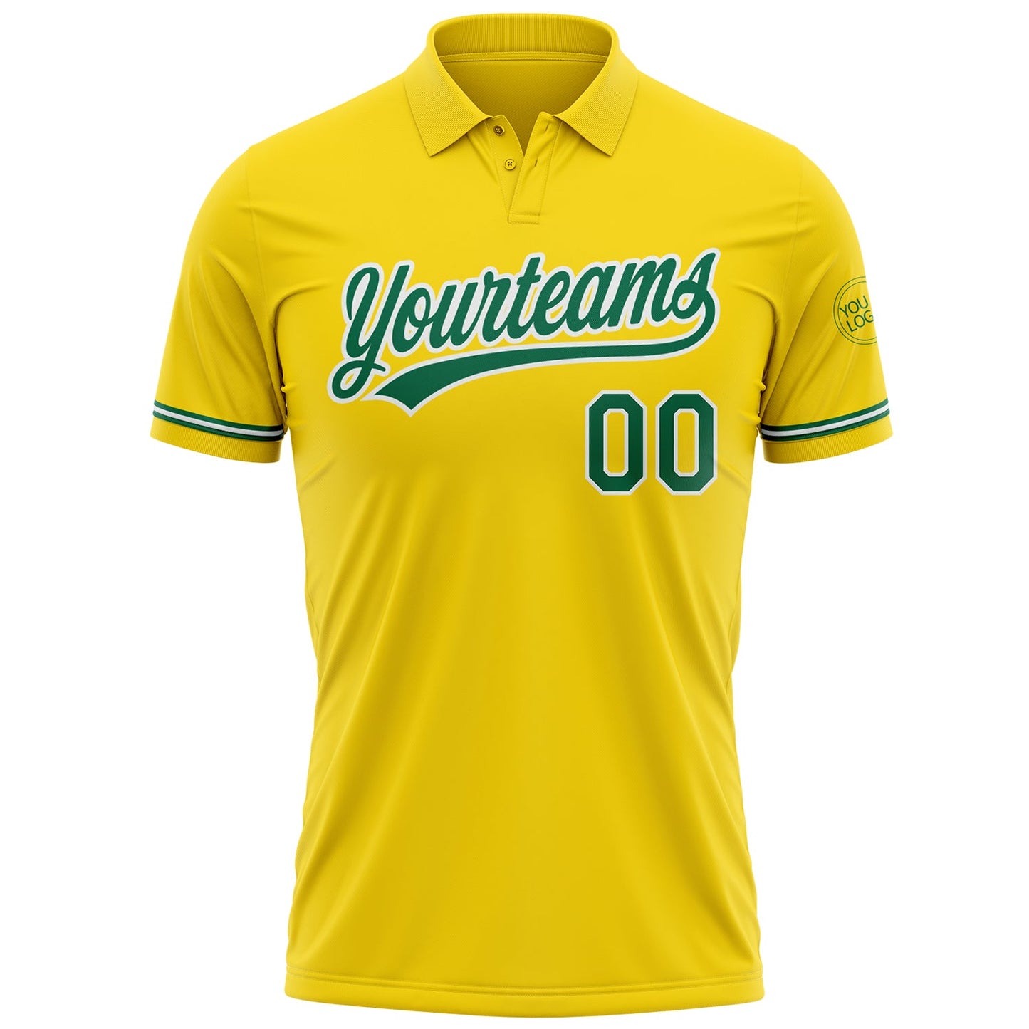 Custom Yellow Kelly Green-White Performance Vapor Golf Polo Shirt view 2