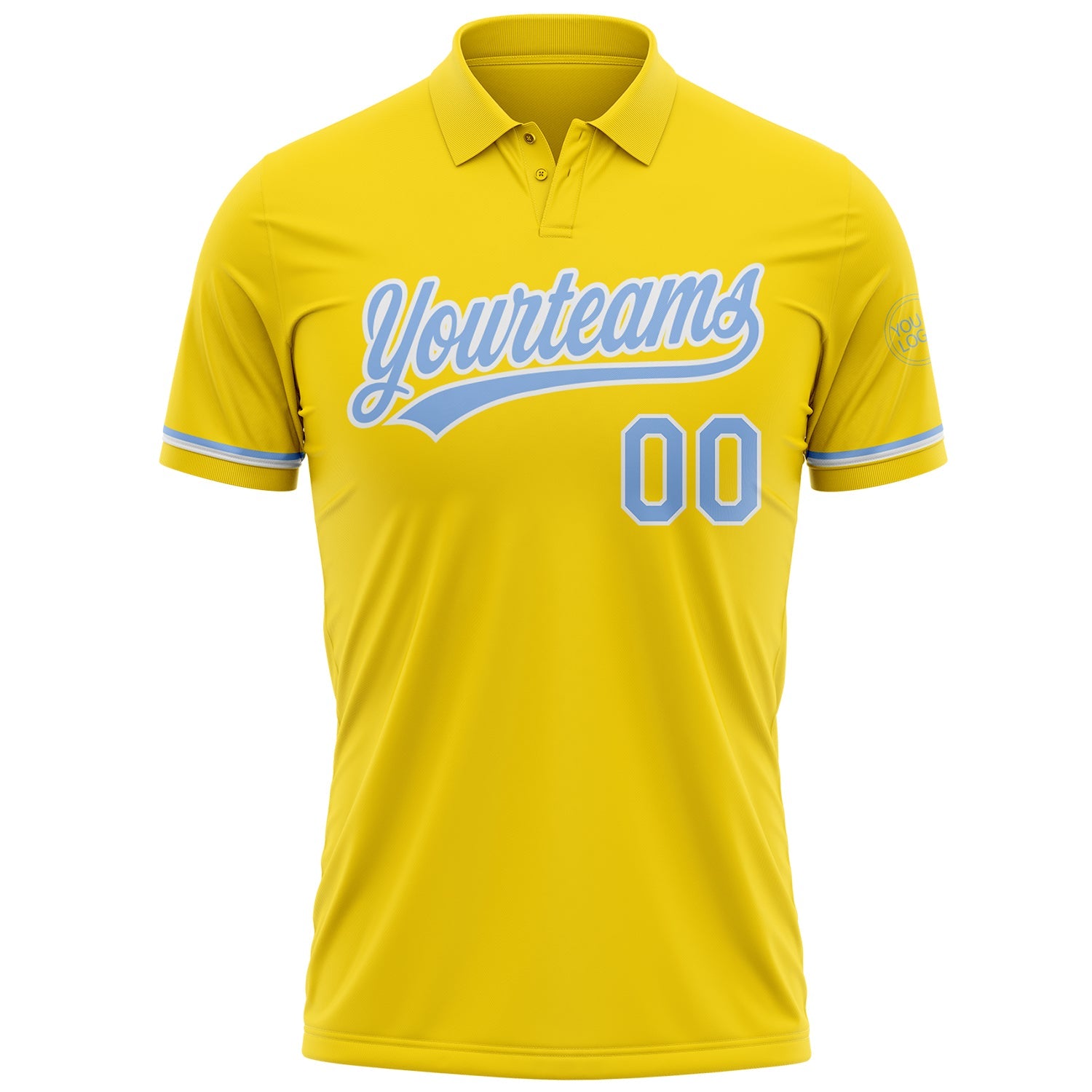 Custom Yellow Light Blue-White Performance Vapor Golf Polo Shirt view 2