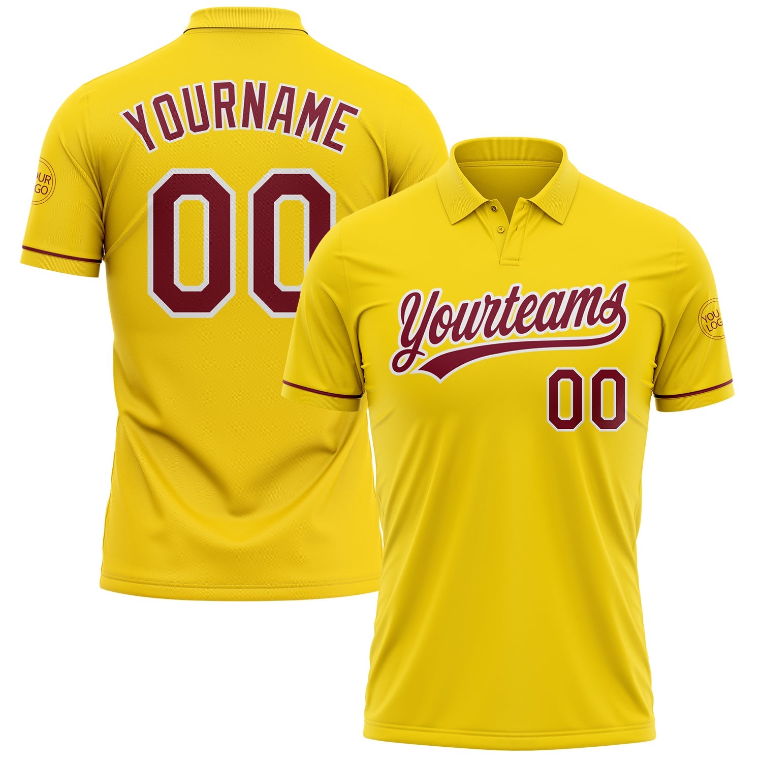 Custom Yellow Crimson-White Performance Vapor Golf Polo Shirt - Main View