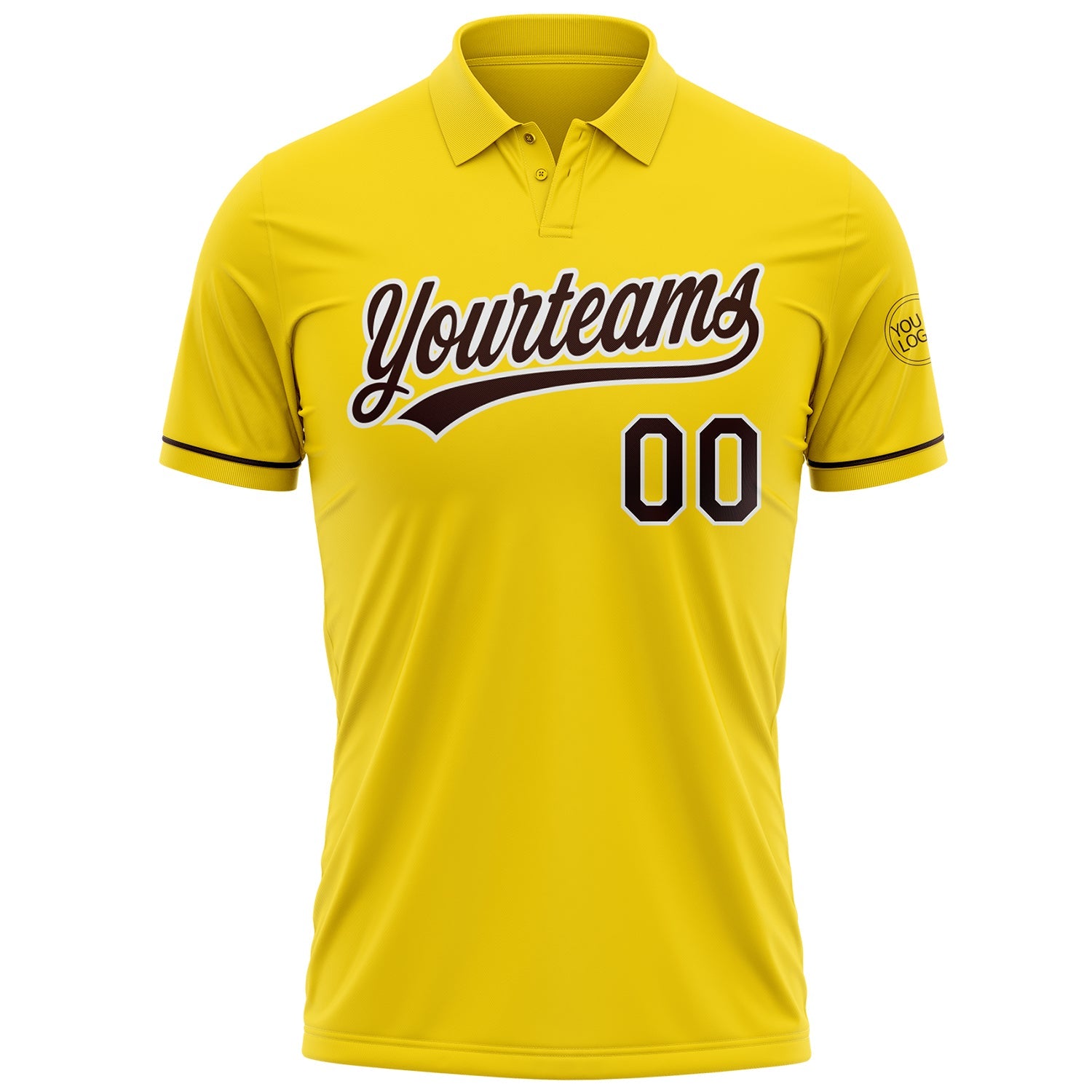 Custom Yellow Brown-White Performance Vapor Golf Polo Shirt view 2
