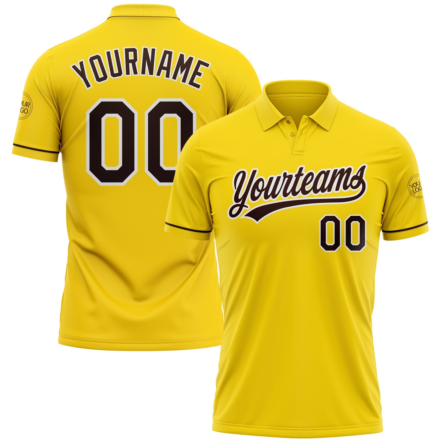 Custom Yellow Brown-White Performance Vapor Golf Polo Shirt - Main View