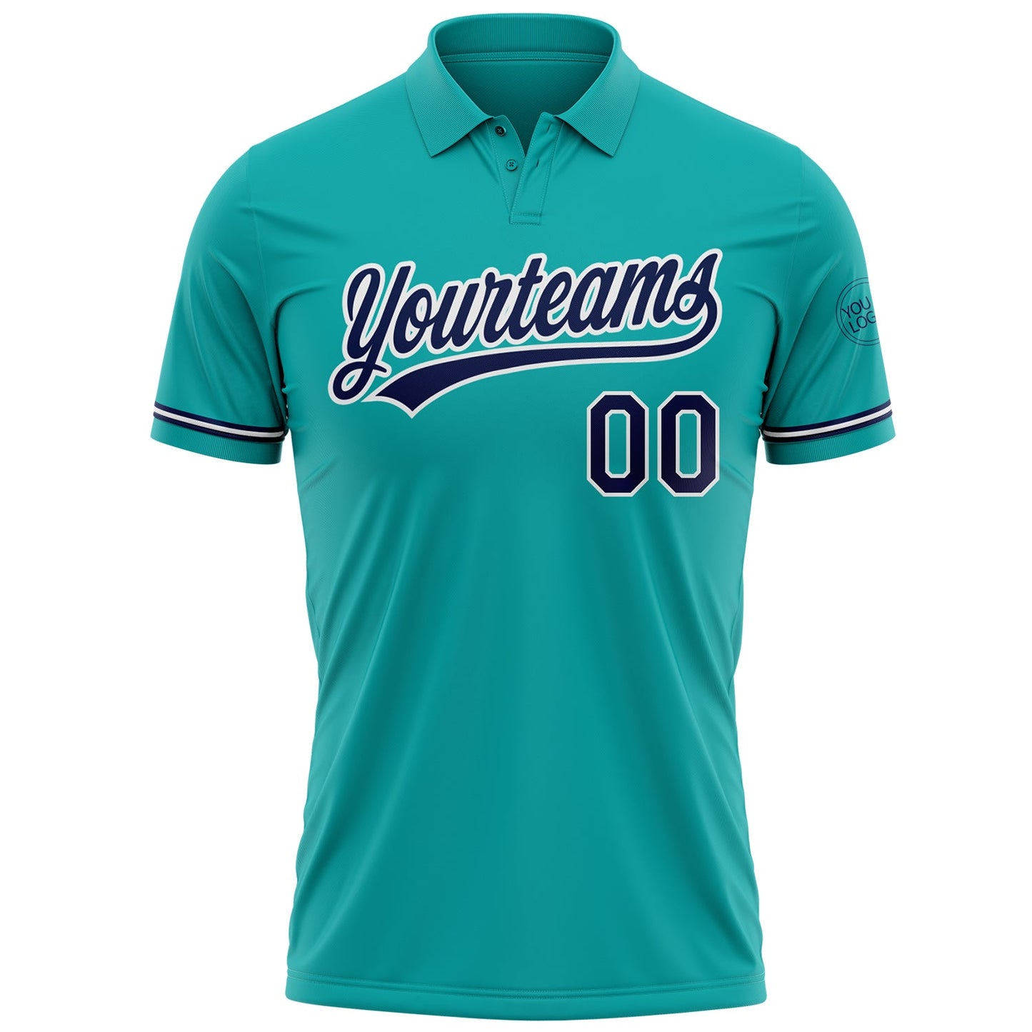 Custom Aqua Navy-White Performance Vapor Golf Polo Shirt view 2