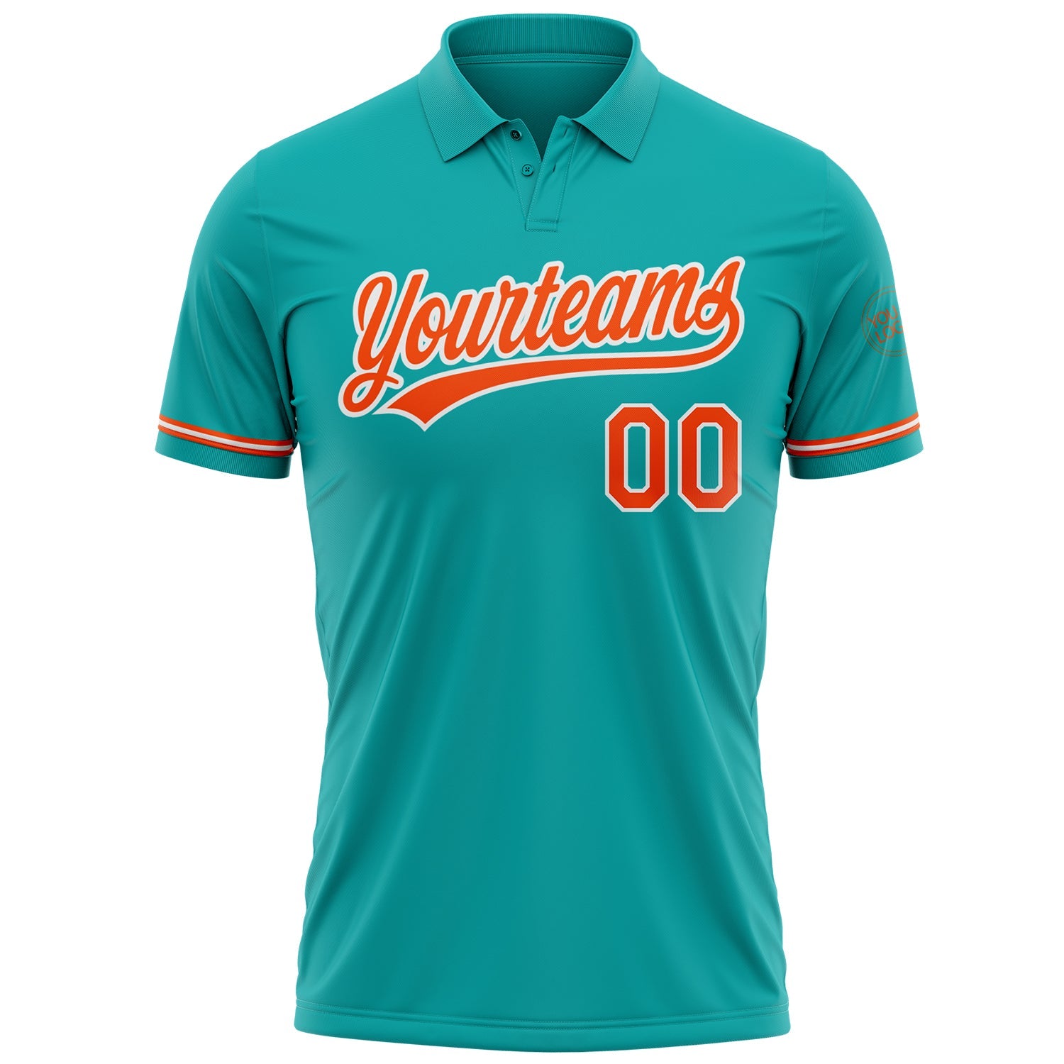 Custom Aqua Orange-White Performance Vapor Golf Polo Shirt view 2