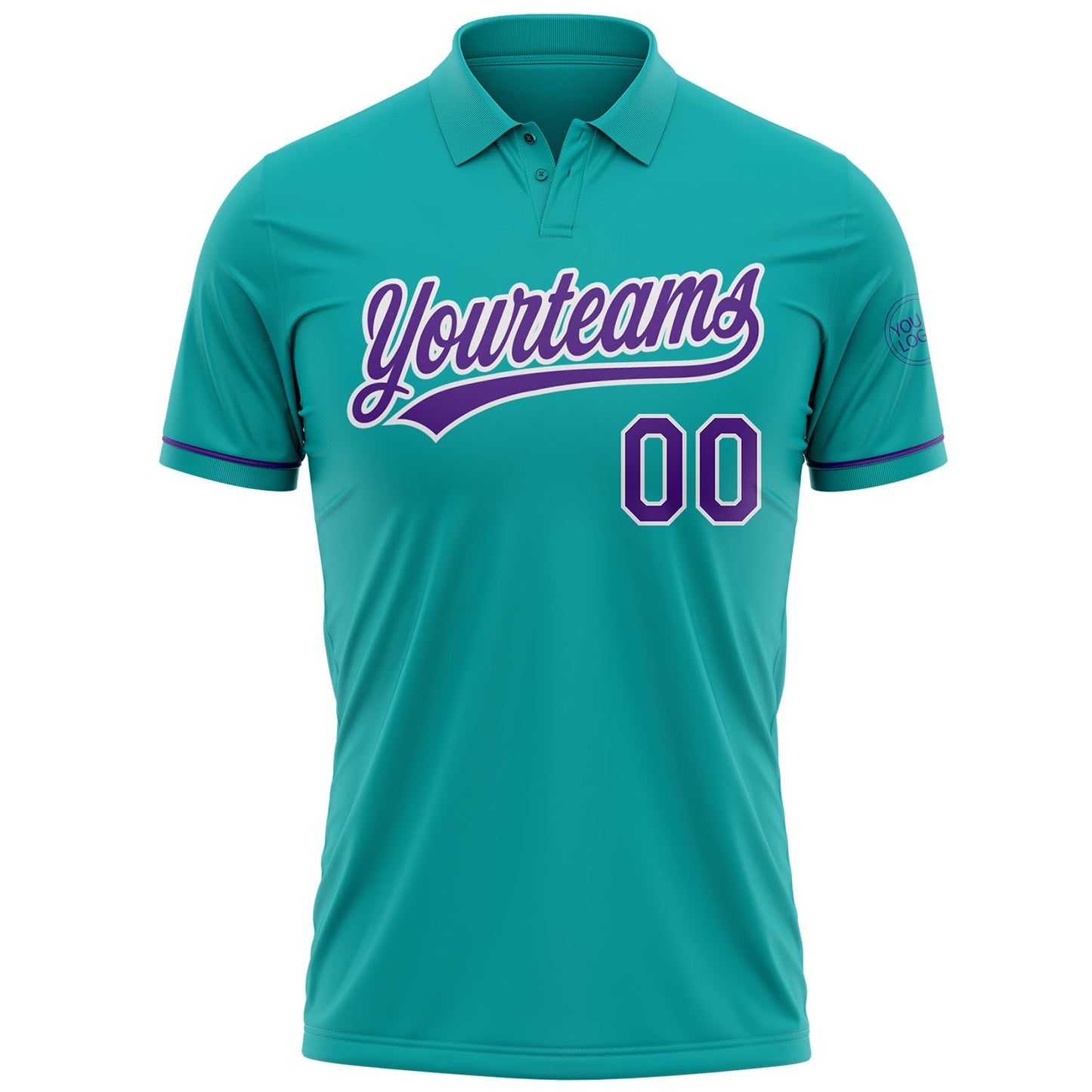 Custom Aqua Purple-White Performance Vapor Golf Polo Shirt view 2