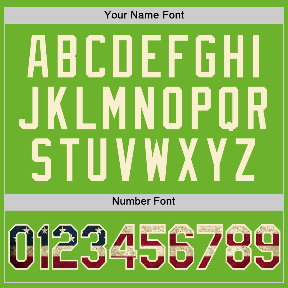 Custom Neon Green Vintage USA Flag-Cream Performance Vapor Golf Polo Shirt view 5