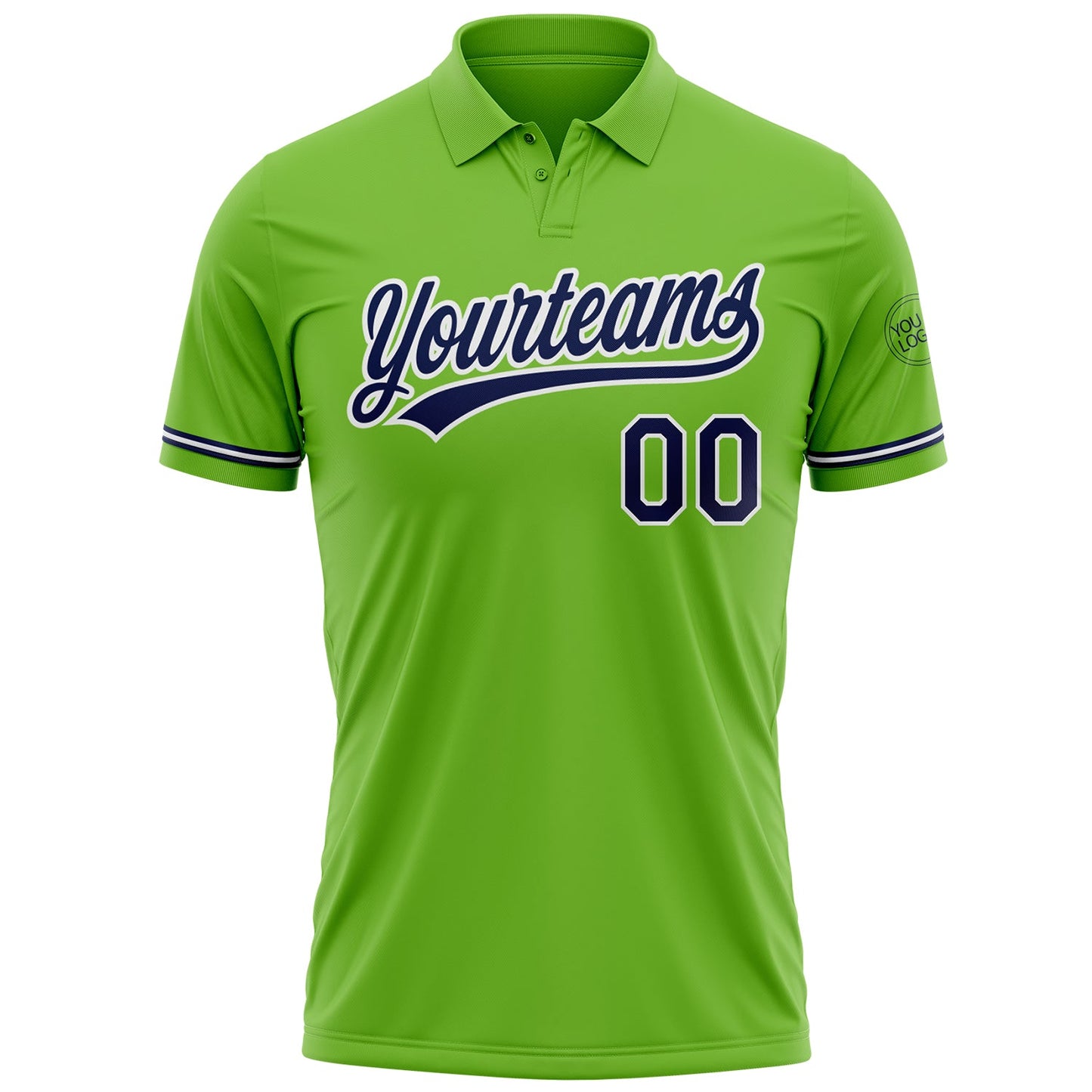Custom Neon Green Navy-White Performance Vapor Golf Polo Shirt view 2
