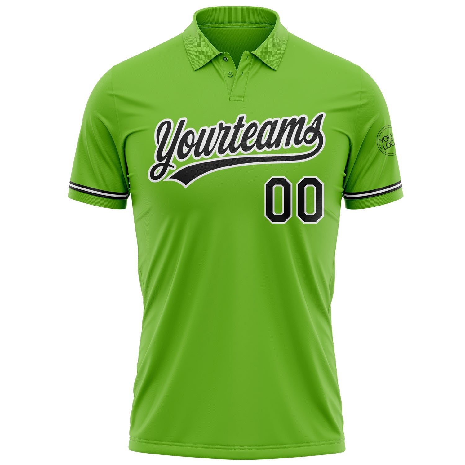 Custom Neon Green Black-White Performance Vapor Golf Polo Shirt view 2