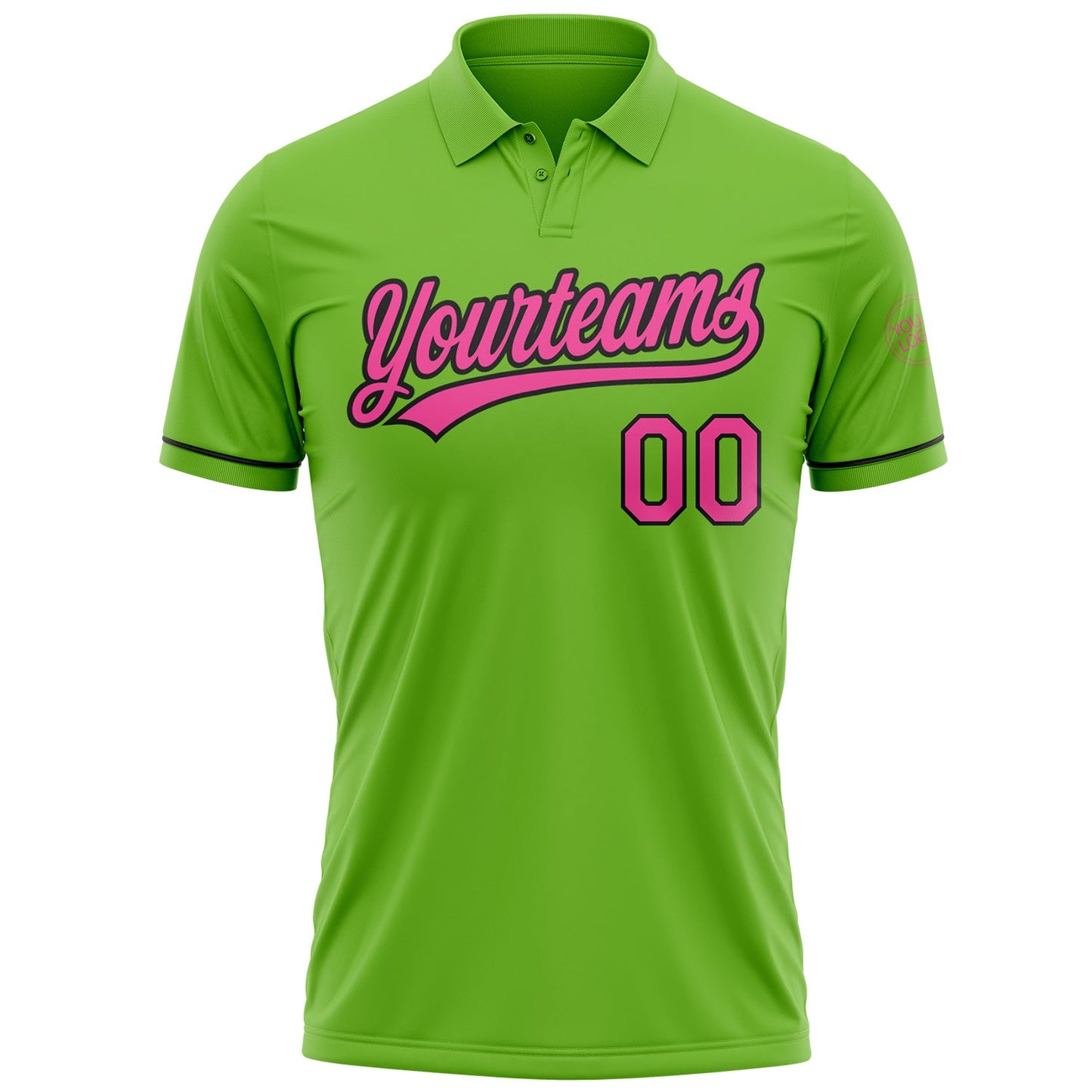 Custom Neon Green Pink-Black Performance Vapor Golf Polo Shirt view 2