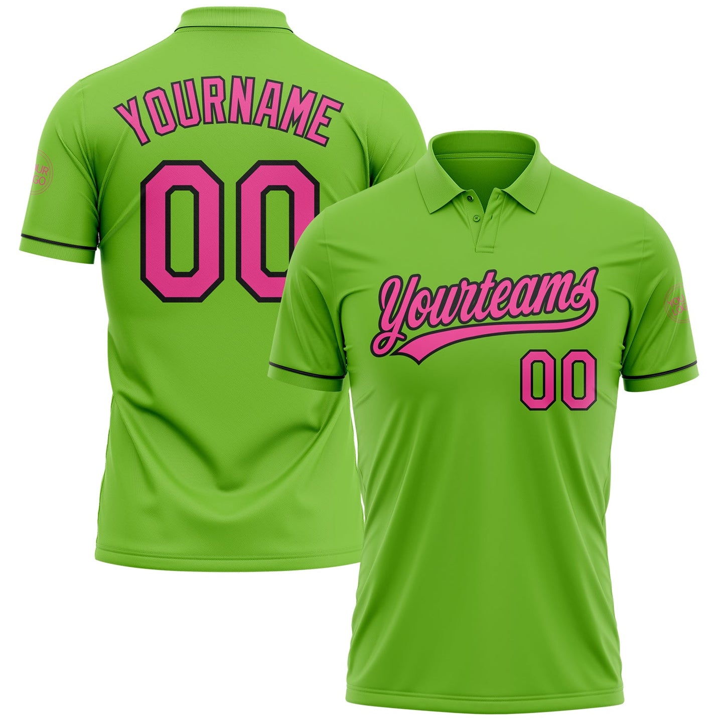 Custom Neon Green Pink-Black Performance Vapor Golf Polo Shirt - Main View