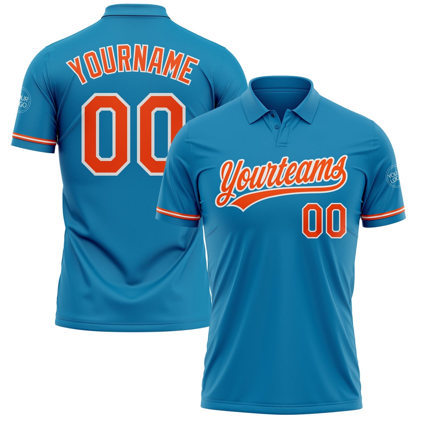 Custom Panther Blue Orange-White Performance Vapor Golf Polo Shirt - Main View