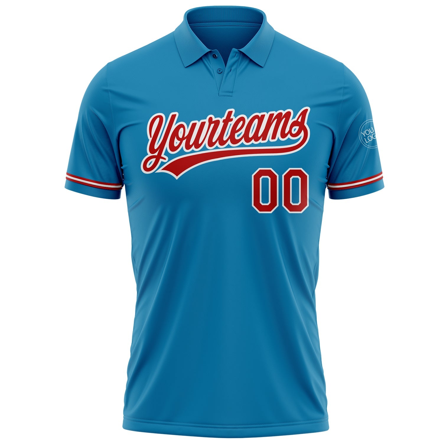 Custom Panther Blue Red-White Performance Vapor Golf Polo Shirt view 2