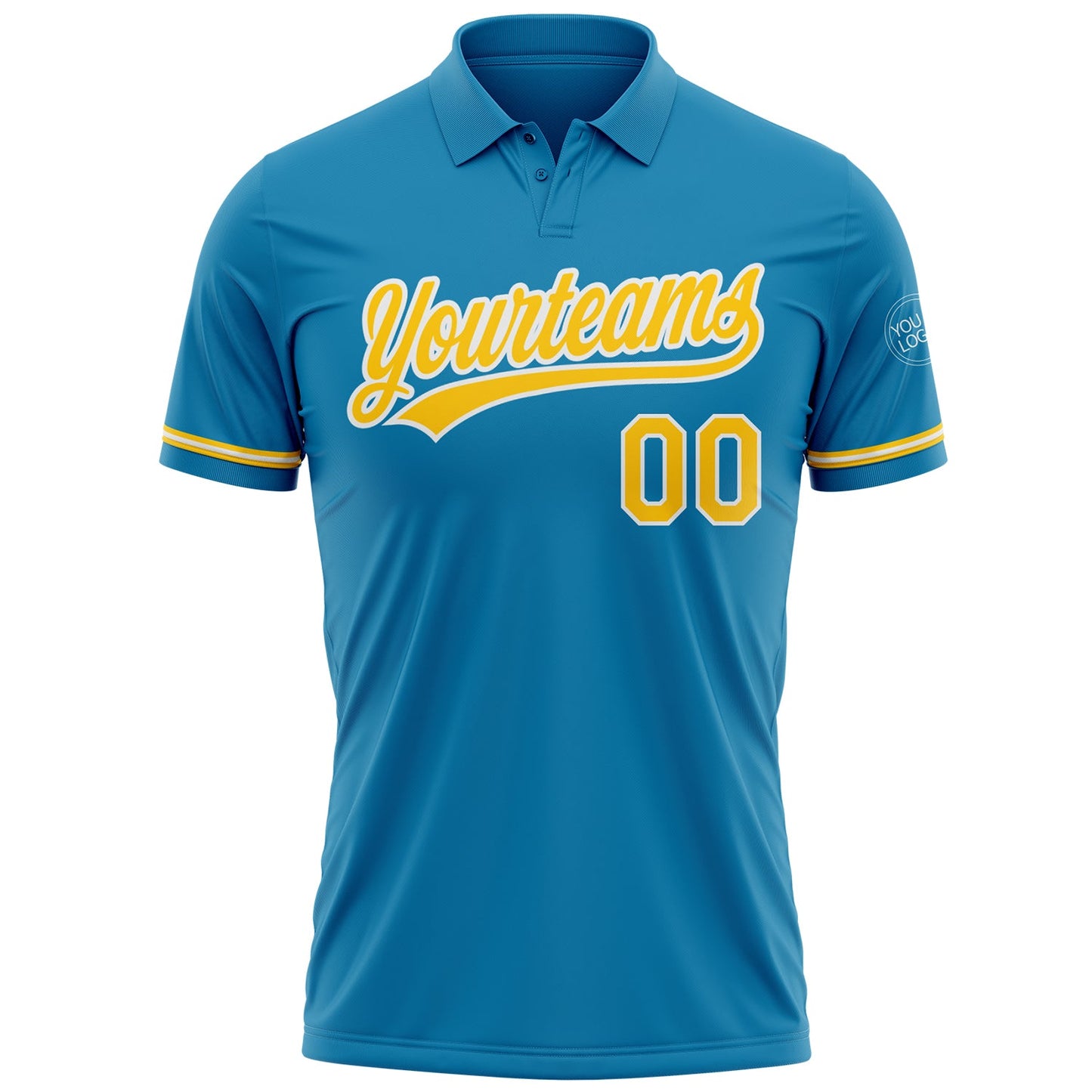 Custom Panther Blue Yellow-White Performance Vapor Golf Polo Shirt view 2