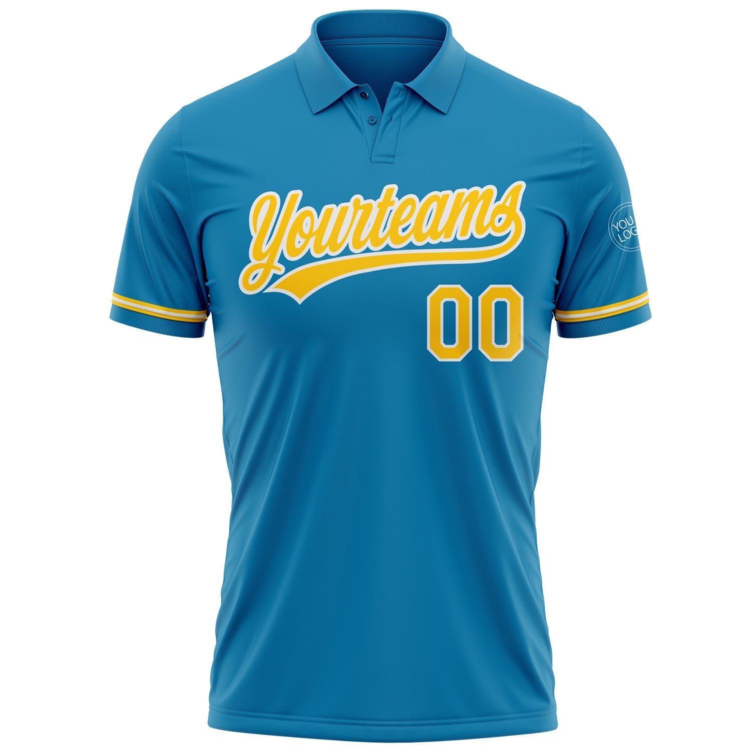 Custom Panther Blue Yellow-White Performance Vapor Golf Polo Shirt view 2