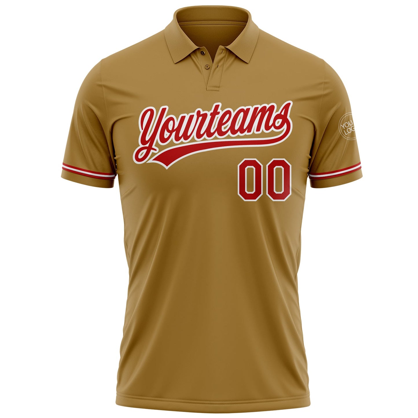 Custom Old Gold Red-White Performance Vapor Golf Polo Shirt view 2