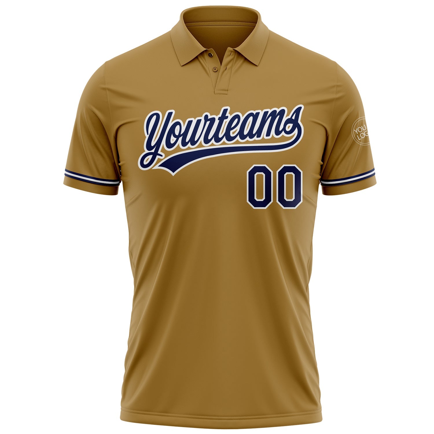 Custom Old Gold Navy-White Performance Vapor Golf Polo Shirt view 2
