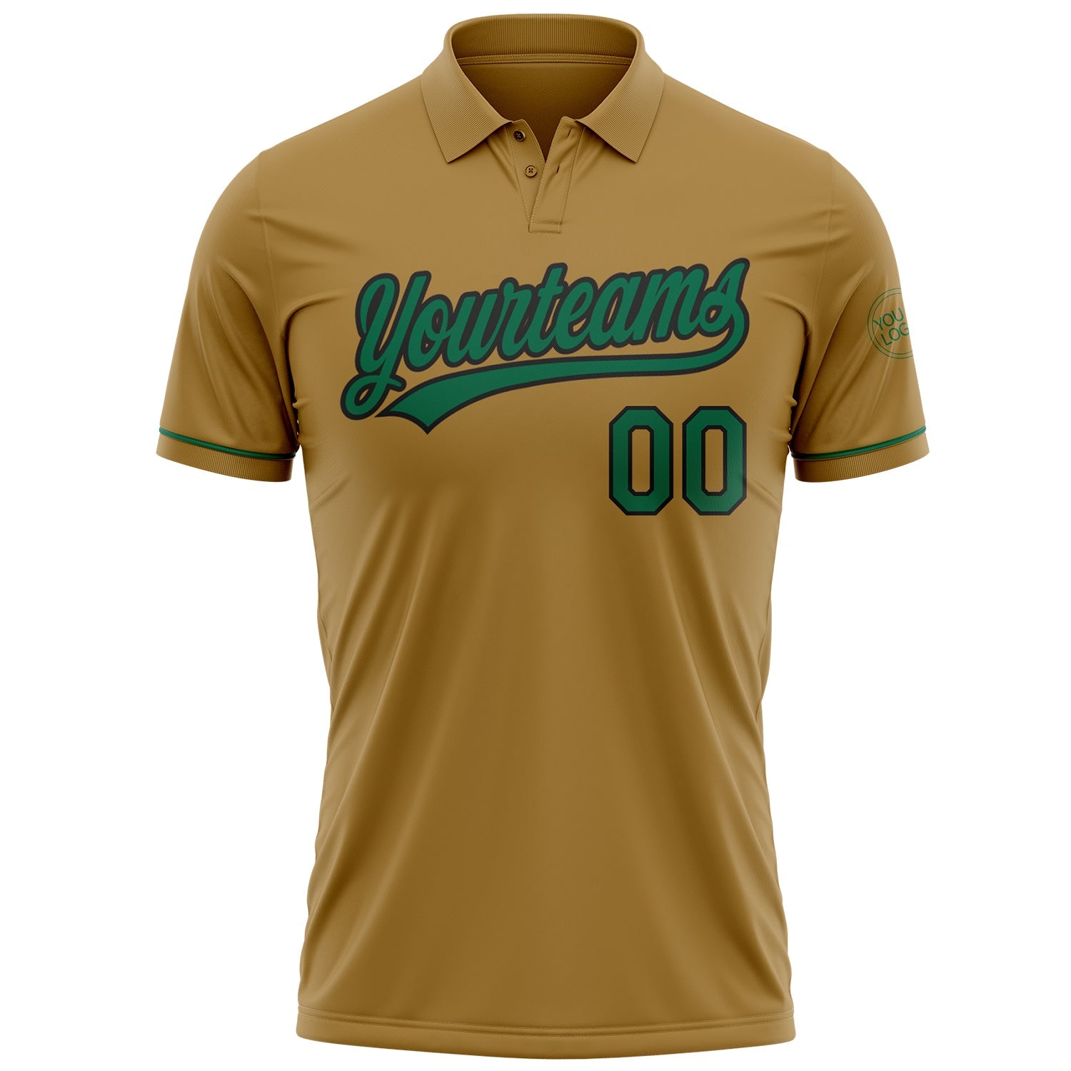 Custom Old Gold Kelly Green-Black Performance Vapor Golf Polo Shirt view 2