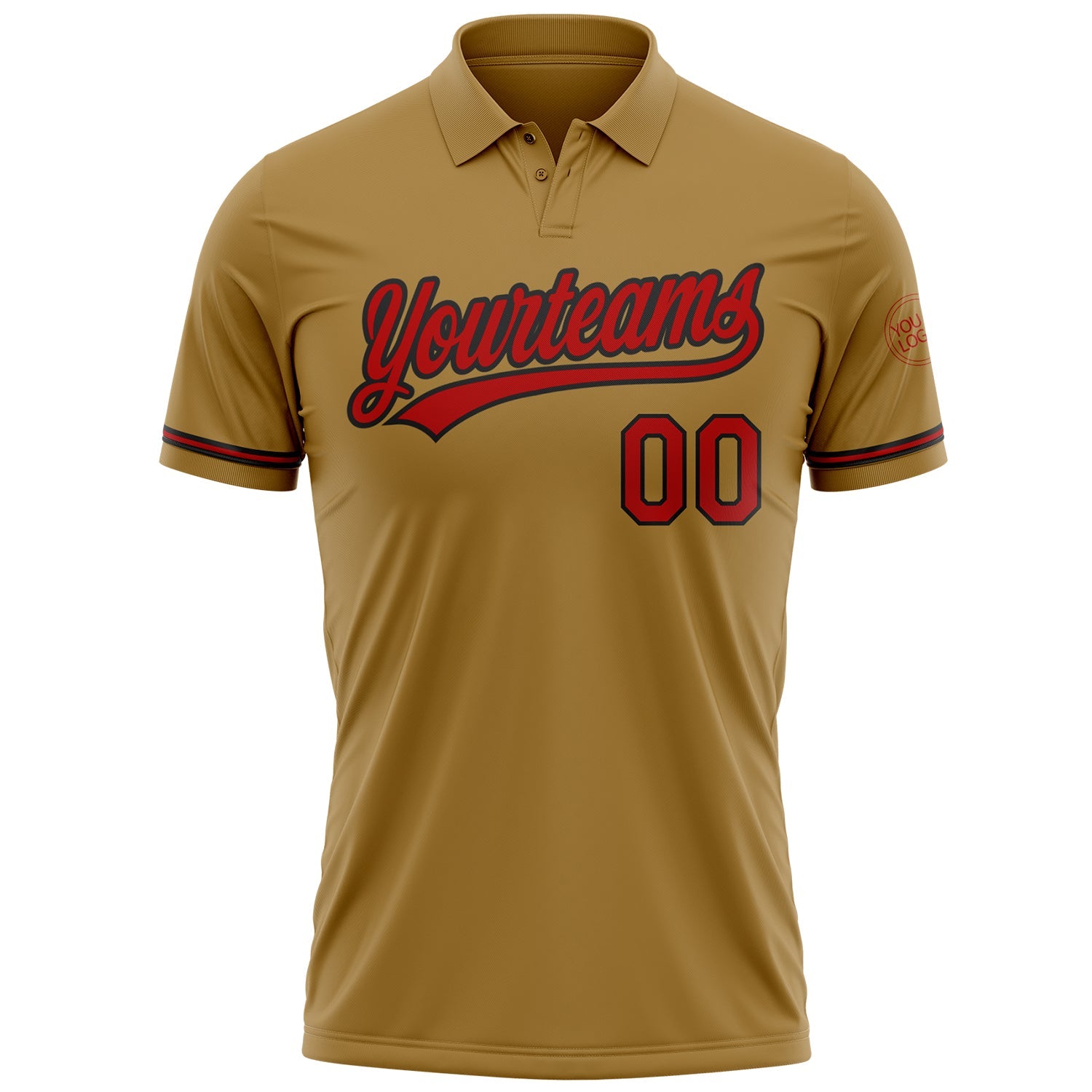 Custom Old Gold Red-Black Performance Vapor Golf Polo Shirt view 2