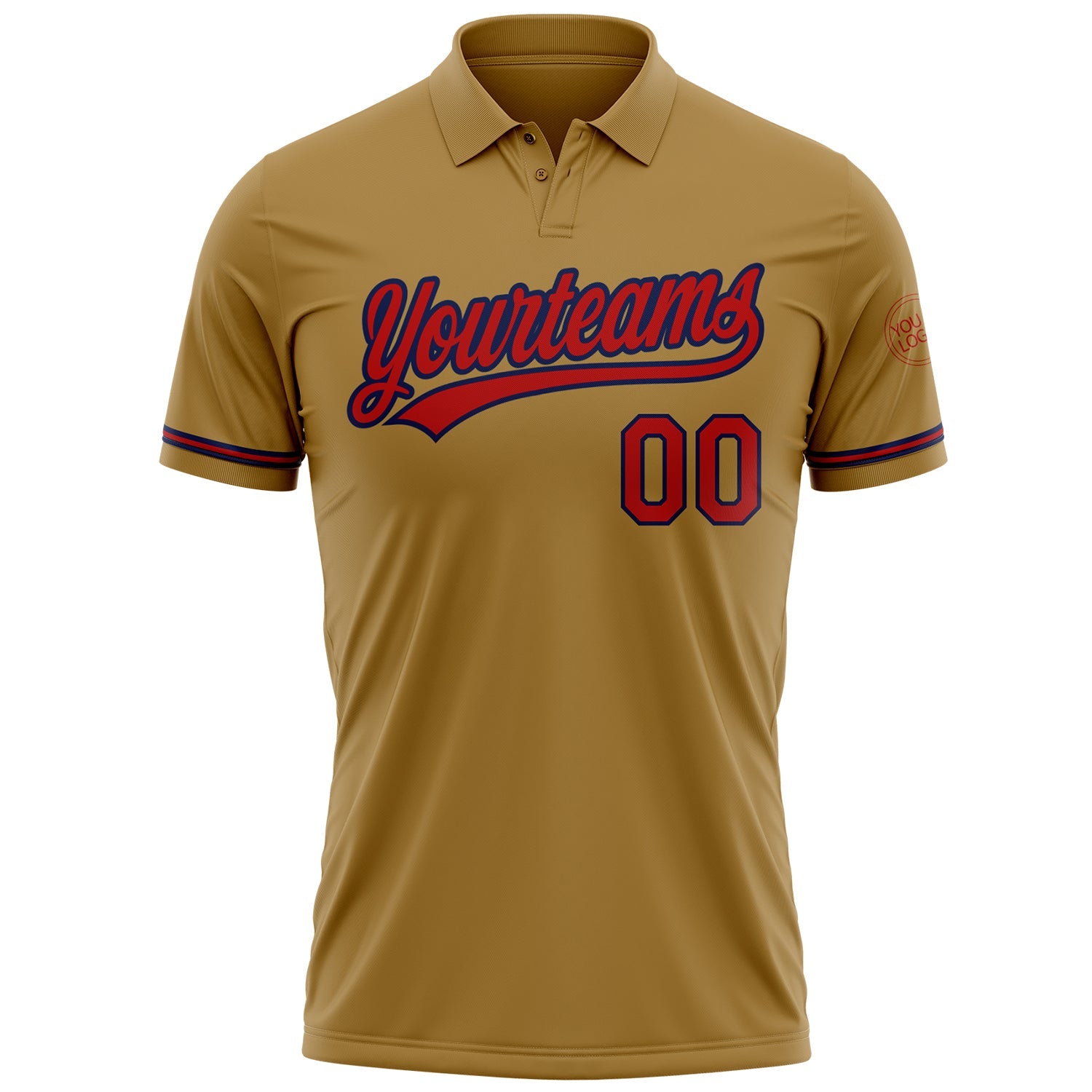Custom Old Gold Red-Navy Performance Vapor Golf Polo Shirt view 2