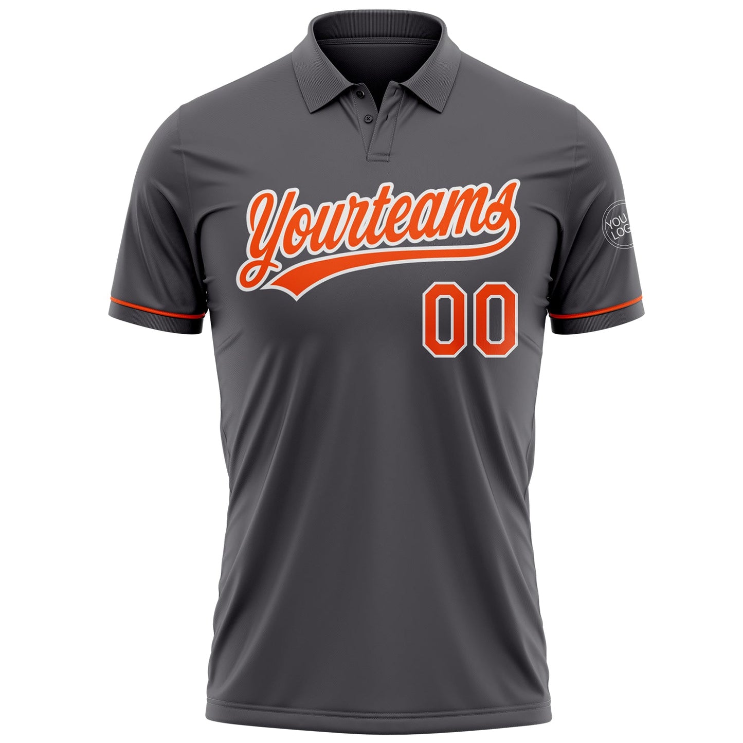 Custom Steel Gray Orange-White Performance Vapor Golf Polo Shirt view 2