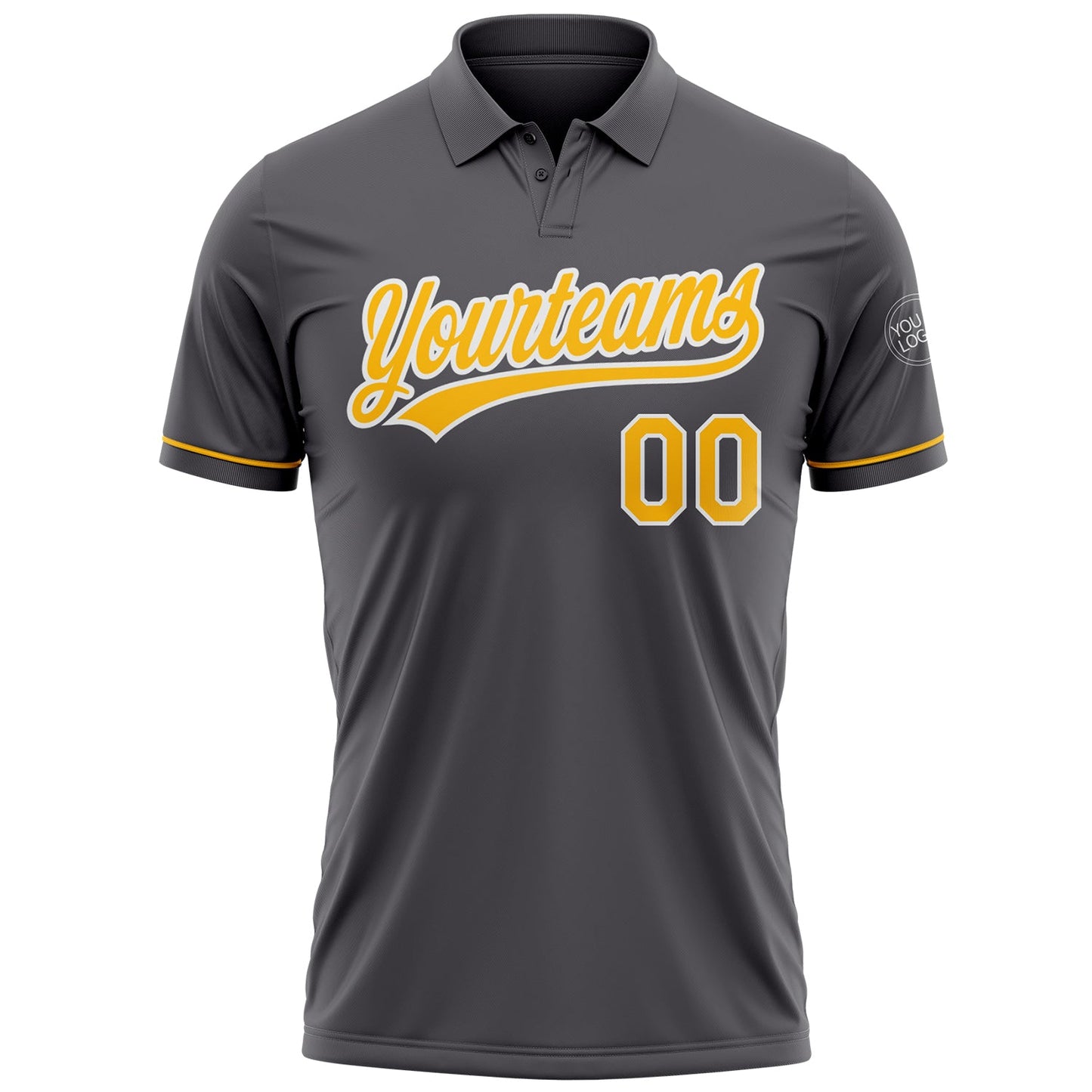 Custom Steel Gray Gold-White Performance Vapor Golf Polo Shirt view 2