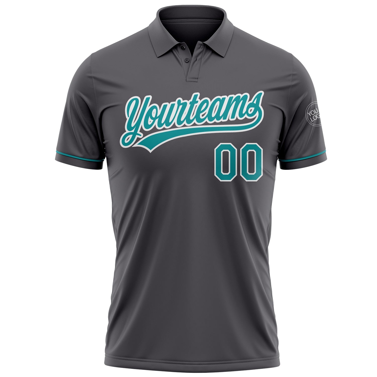 Custom Steel Gray Teal-White Performance Vapor Golf Polo Shirt view 2