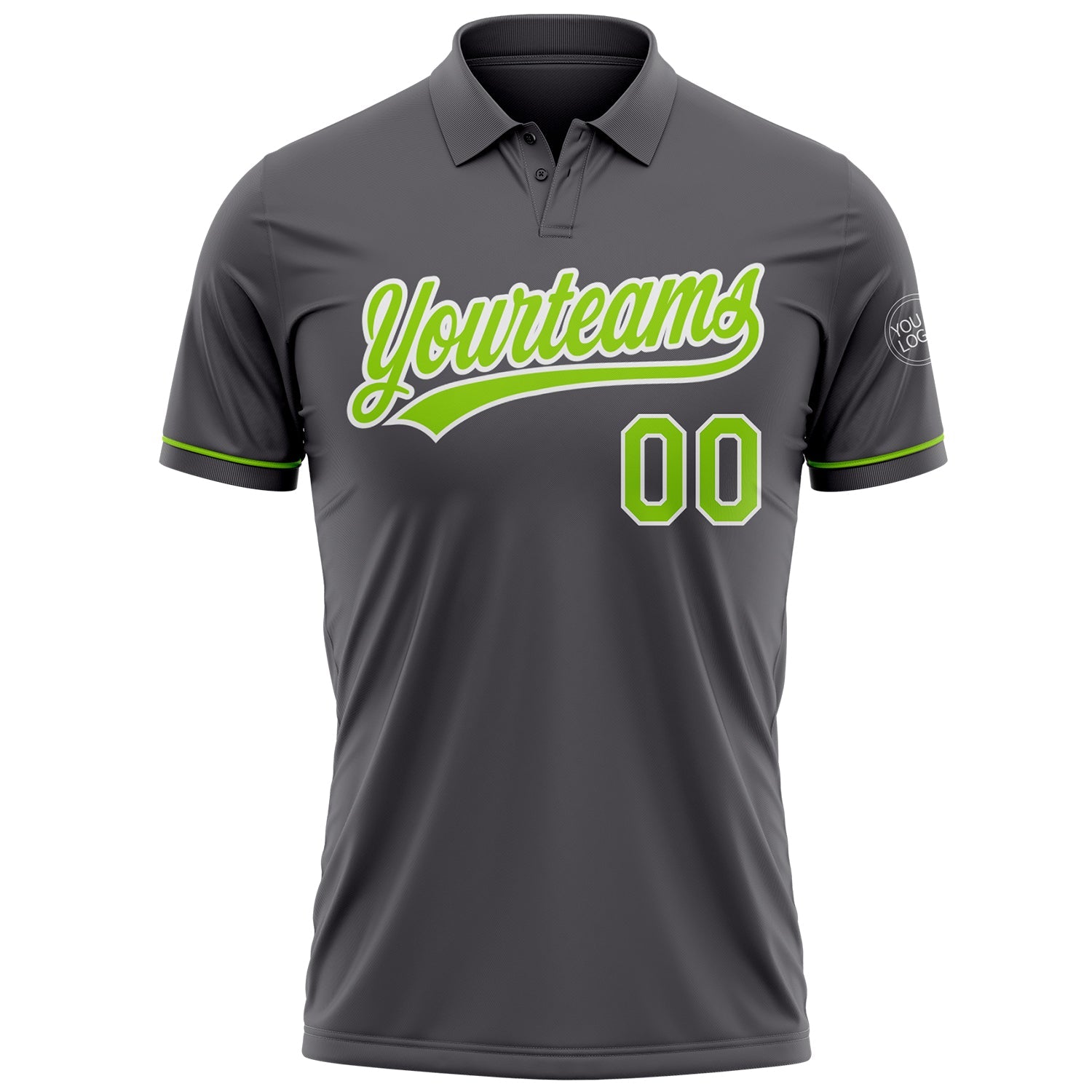 Custom Steel Gray Neon Green-White Performance Vapor Golf Polo Shirt view 2