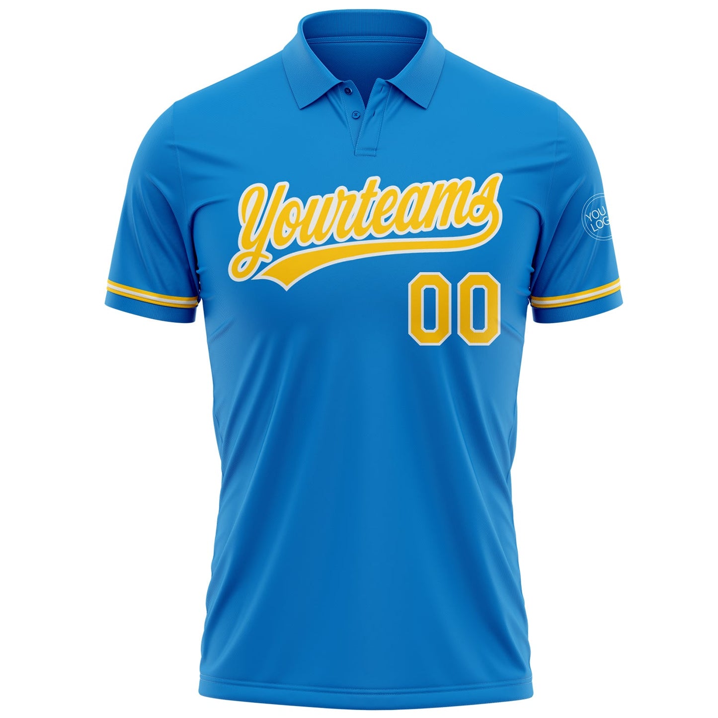 Custom Blue Yellow-White Performance Vapor Golf Polo Shirt view 2