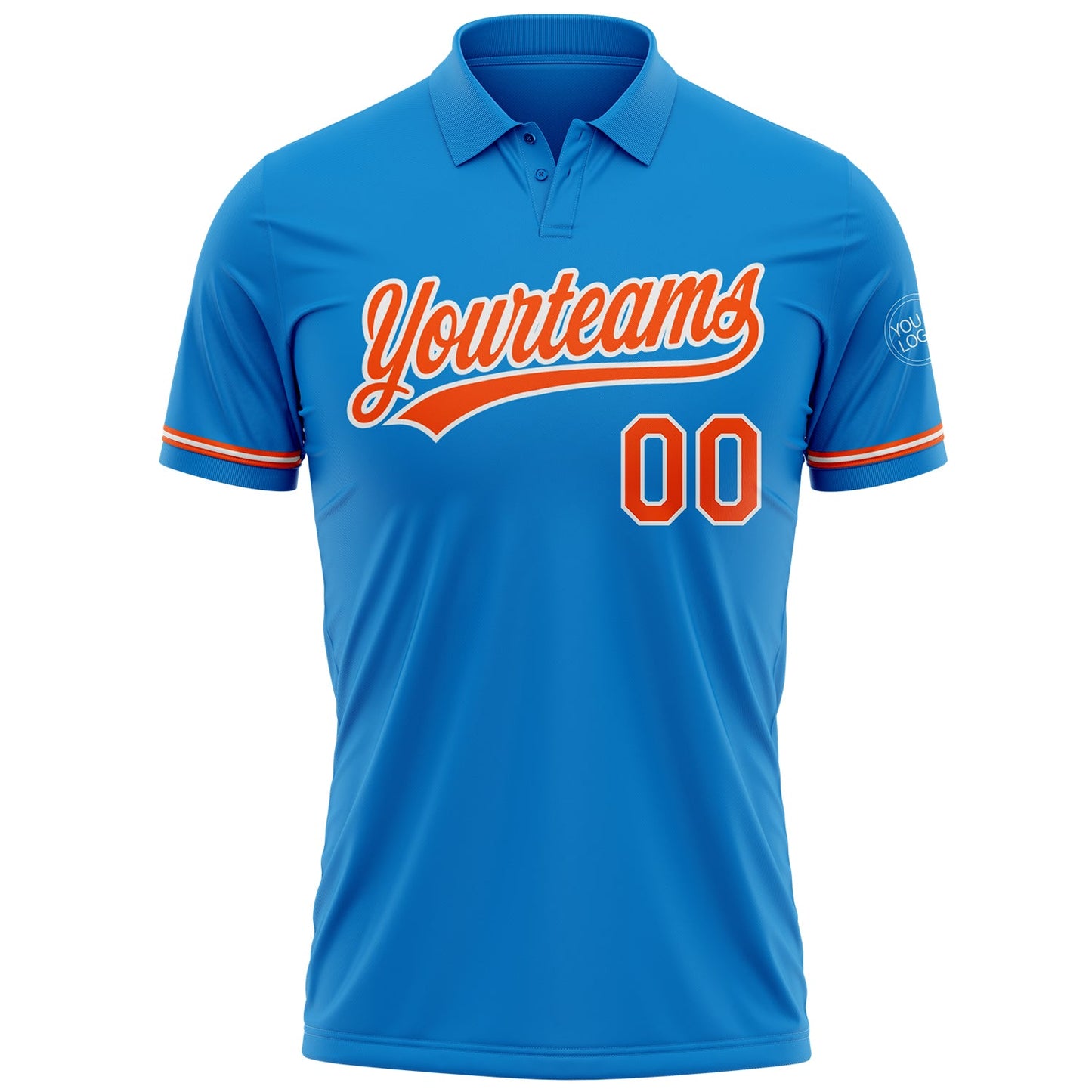 Custom Blue Orange-White Performance Vapor Golf Polo Shirt view 2