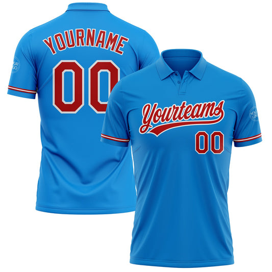 Custom Blue Red-White Performance Vapor Golf Polo Shirt - Main View