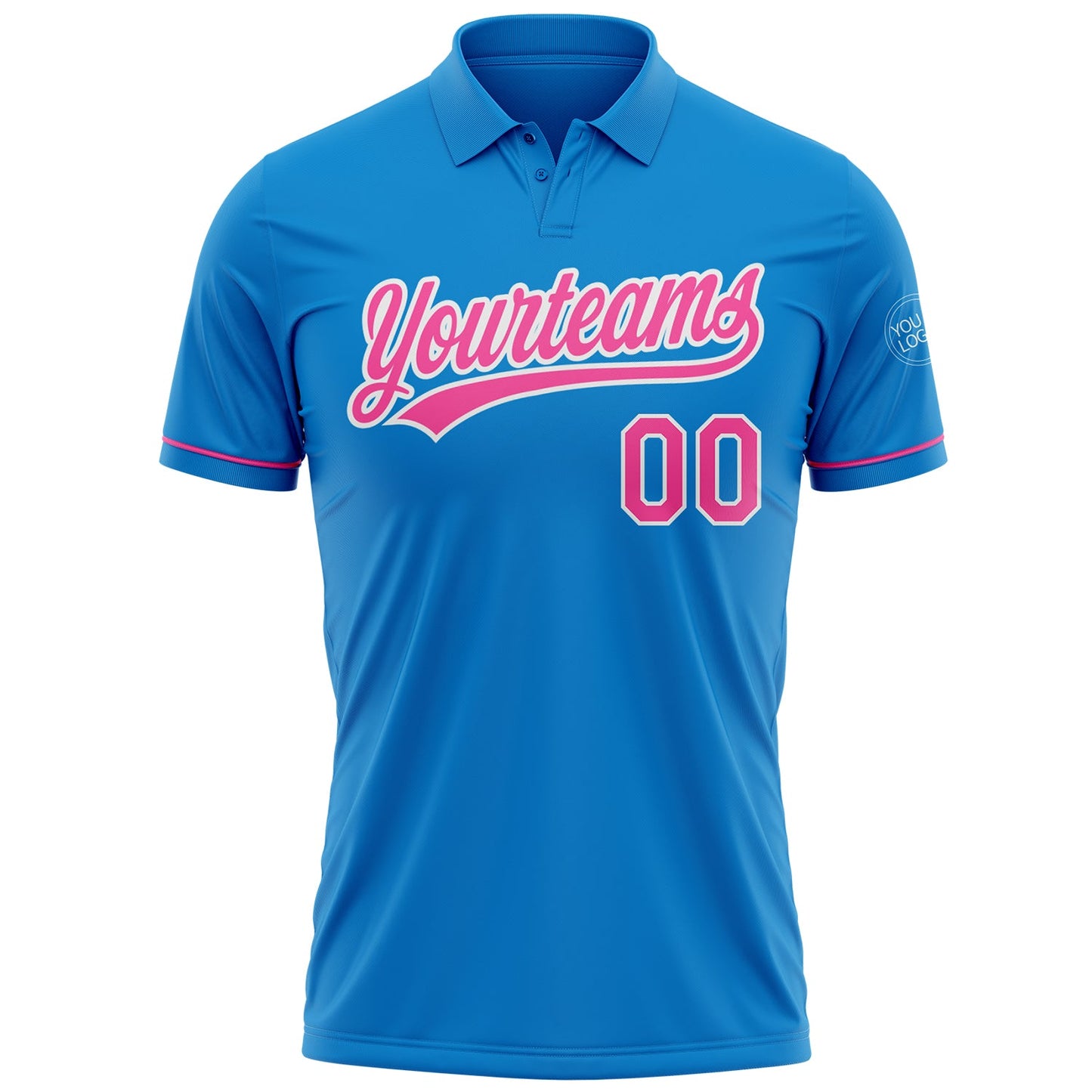 Custom Blue Pink-White Performance Vapor Golf Polo Shirt view 2