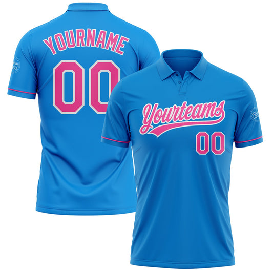 Custom Blue Pink-White Performance Vapor Golf Polo Shirt - Main View