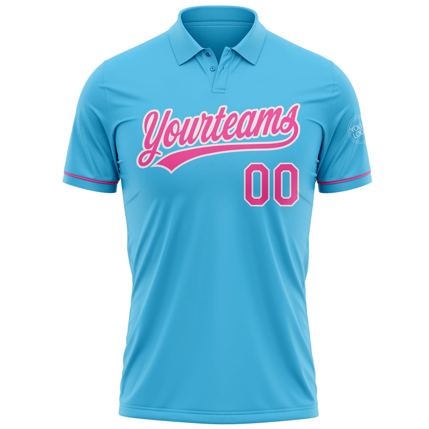 Custom Sky Blue Pink-White Performance Vapor Golf Polo Shirt view 2